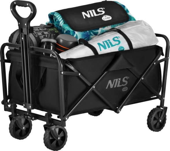 Zložljiv kamping voziček NILS Camp, črn