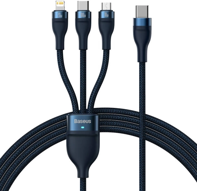 Baseus hitro polnilnik kabel s 3 konektorji: USB-C, Lightning in Micro USB, 100W