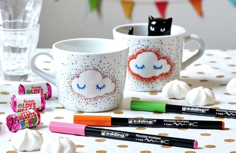 Kreativni okraski na skodelicah, krožnikih in steklenih posodah
