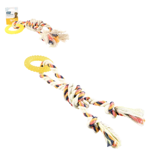 Vzdržljiva pasja igrača vrv s prstanom 38 cm