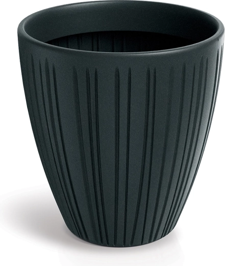 Rebrast cvetlični lonec Fero Round 40 cm temno siv