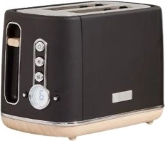 Dvorezni nerjavni toaster, črn