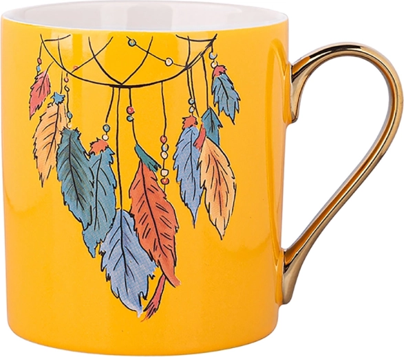 Skodelica Exotic s perjem in zlatim ročajem 300 ml