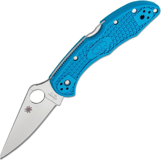 Spyderco Delica 4 moder EDC zložljiv nož z ravnim brusom, VG-10, Satin