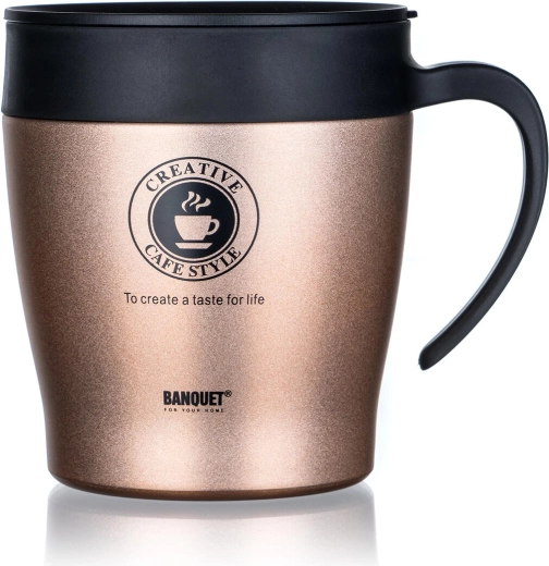 Termo skodelica TAZZA 330 ml rjava kovinska