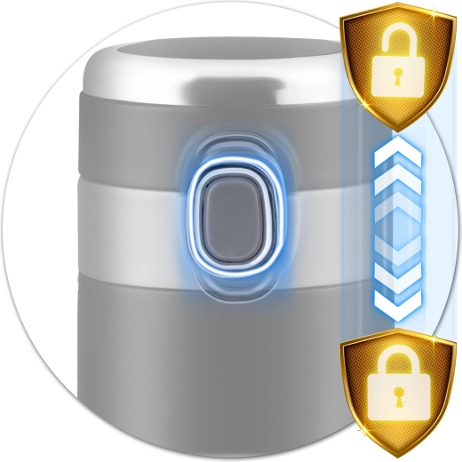 Tesnilni pokrovček z varovalom in upravljanjem z eno roko