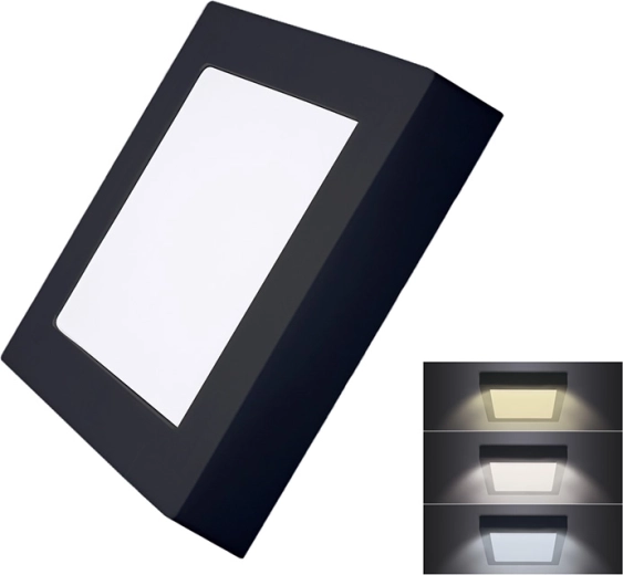 Solight LED mini nadgradna plošča CCT kvadratna 12 W črna