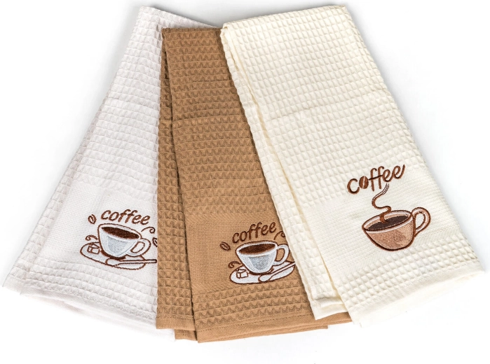 Kuhinjske vafelj brisače Coffee 45 × 70 cm, 100 % bombaž, set 3 kosov