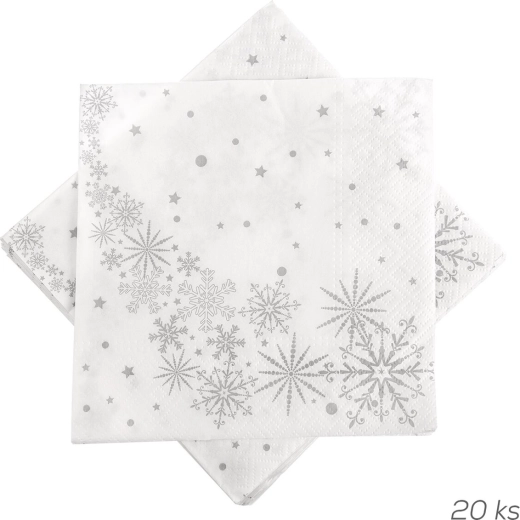 Papirnati prtički z motivom zvezd in snežink 33 × 33 cm (20 kosov)