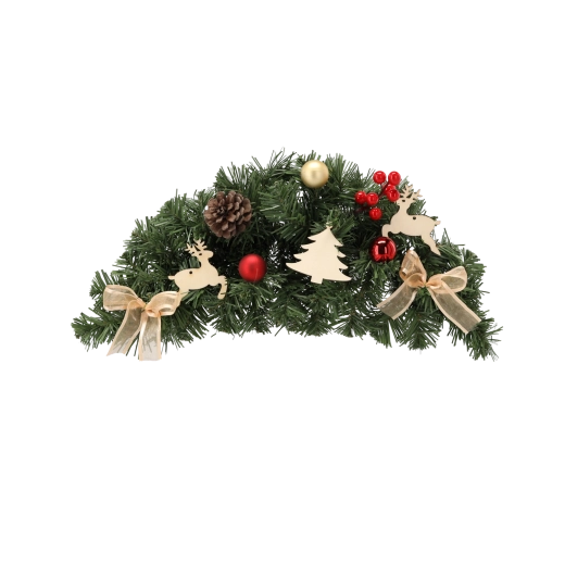 Viseči božični venec 46 cm v rdeče‑zlati barvi
