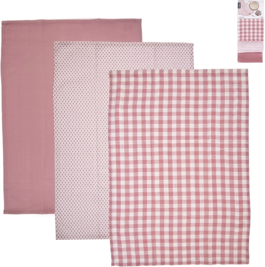 Cotton Kitchen Towels Dekor Pink - 3 pcs