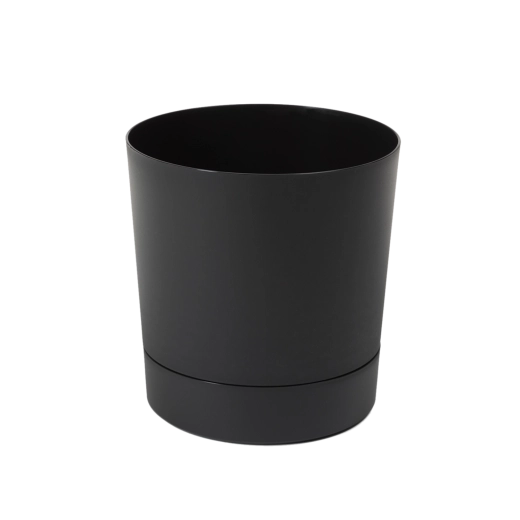 Cvetlični lonec s podstavkom Aura 20 cm črna mat