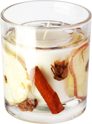 Dišeča sveča v steklu Božično jabolko s cimetom 206 g (8 × 9 cm)
