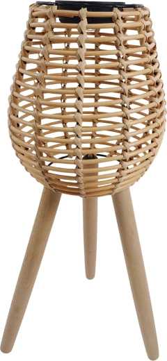 sončna ratanova laterna na lesenih nogah 52 cm LED