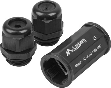 Vodotesna zasenčena spojka RJ45 na RJ45 Cat.6 IP67