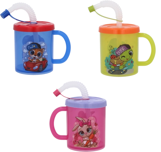Otroška plastična skodelica s slamico 210 ml