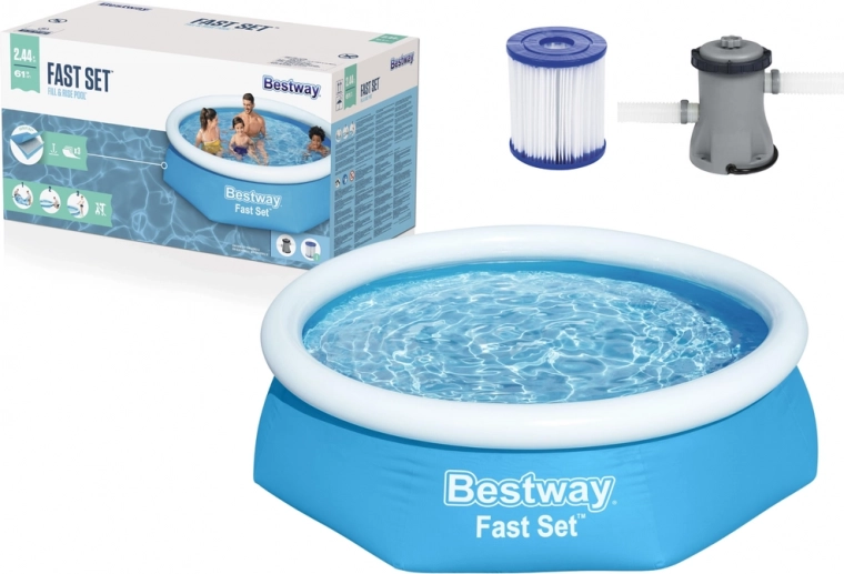 Napenljivi bazen BESTWAY Fast Set 244 × 61 cm s filtracijo