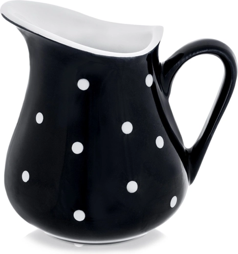 Keramični vrč 480 ml črn z belimi pikami