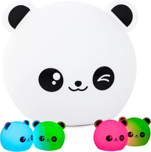 otroška nočna lučka panda RGB iz mehkega silikona na dotik