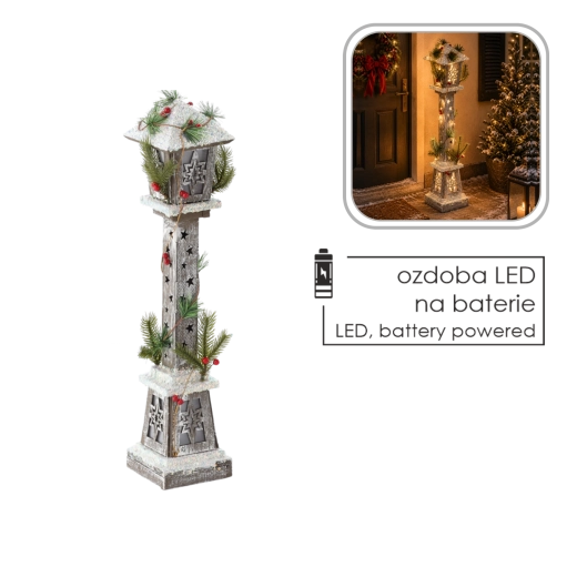 Christmas Wooden LED Lantern with Stars 13 × 13 × 60 cm