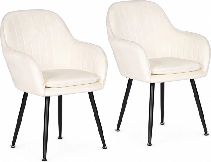 Set of 2 upholstered velvet chairs ModernHome in cream color