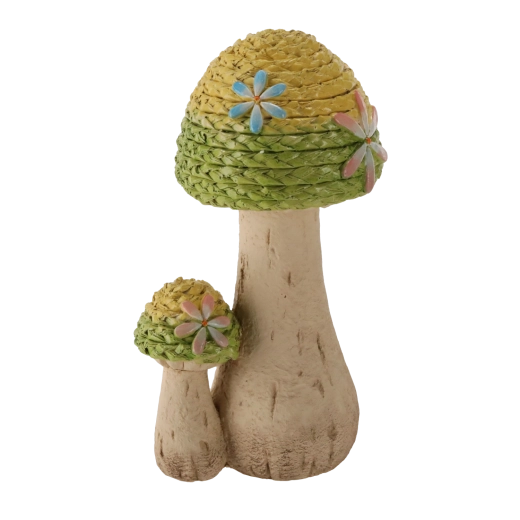 Vrtna dekoracija pletene gobe – rustikalna figurica za zunanjo uporabo