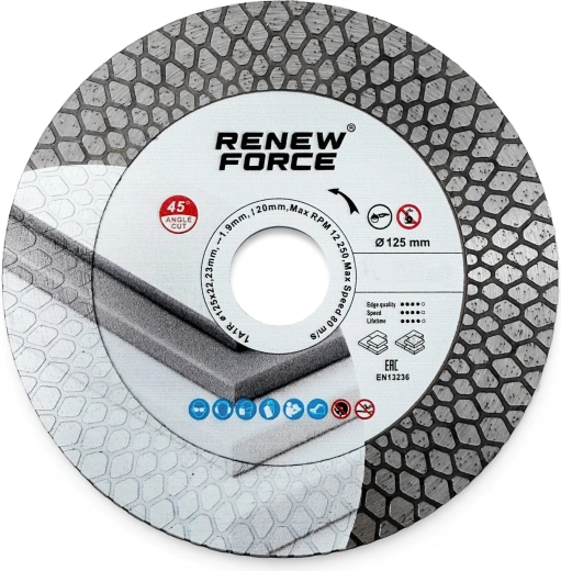 Diamantni rezalni disk Renew Force Q-Cut 125 mm za gres in keramiko - 1 kos