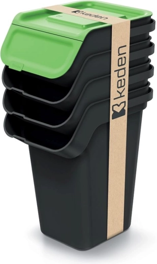 Komplet štirih košev za ločevanje odpadkov 4×25 l z oglenim filtrom KADDI Q SET