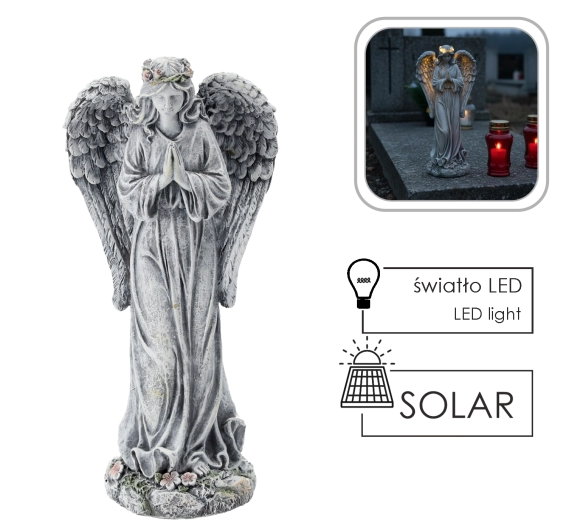Solarna angelska figurica z LED, 34,5 cm