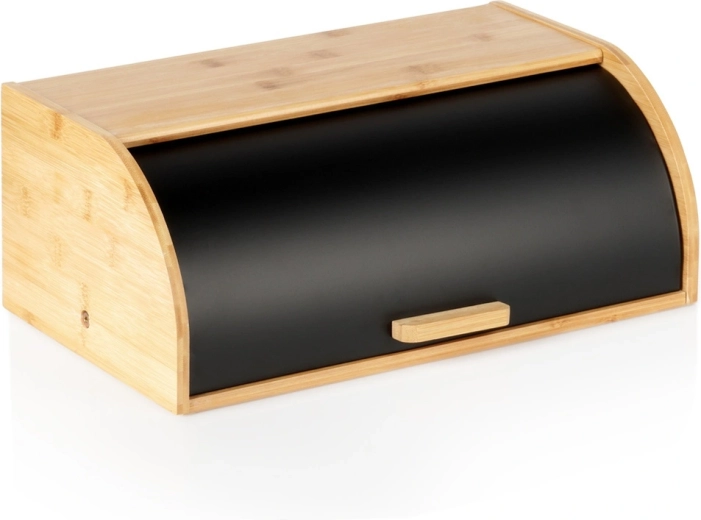 Chlebnik Vilde iz bambusa s črnim rolo pokrovom 41 x 25,5 x 16,5 cm