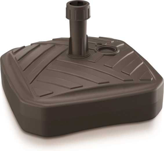 Kvadraten podstavek za senčnik 39 × 39 cm, barva umbra, imitacija ratana, polnljiv 12 l