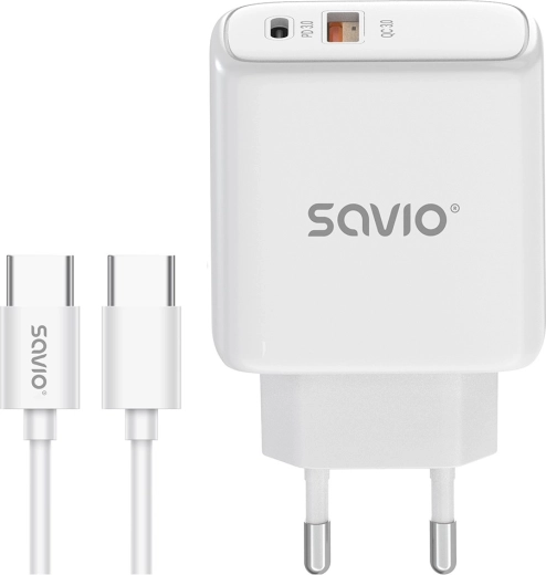 Omrežni hitri polnilnik 20 W s kablom USB‑C – SAVIO LA‑113