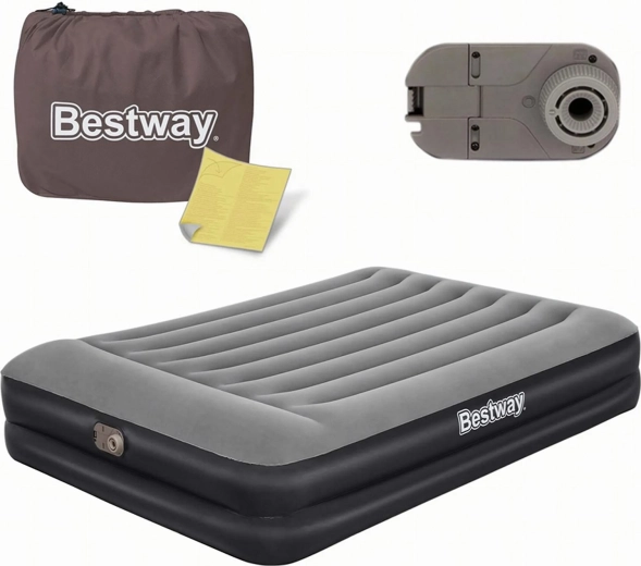Bestway double inflatable mattress with built-in electric pump and pillow 203 × 152 × 46 cm
