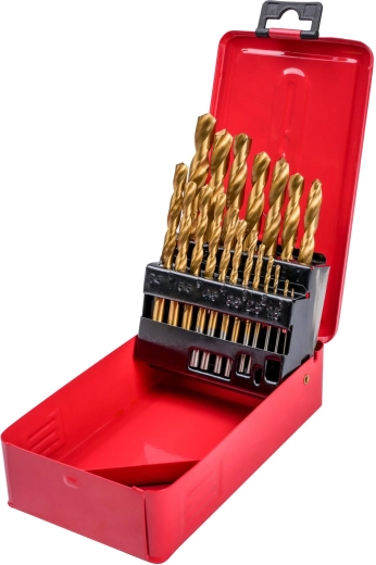 Set svedrov za kovino HSS-TiN 1–10 mm, 19 delov