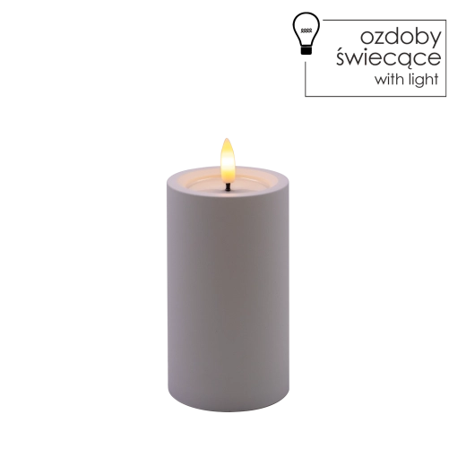 Bela LED sveča 7 × 12,5 cm z utripajočim plamenom