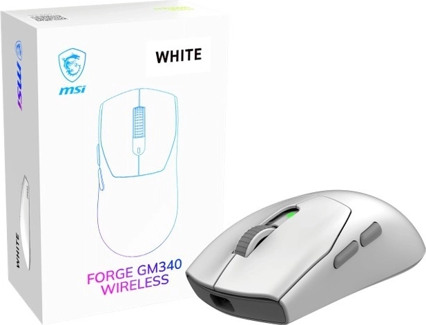 MSI Forge GM340 brezžična gaming miška, bela