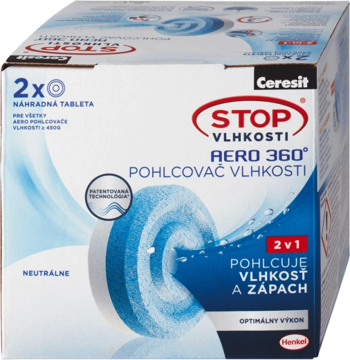 Ceresit Stop Vlažnosti Aero 360° nadomestne tablete 2×450 g, nevtralni vonj
