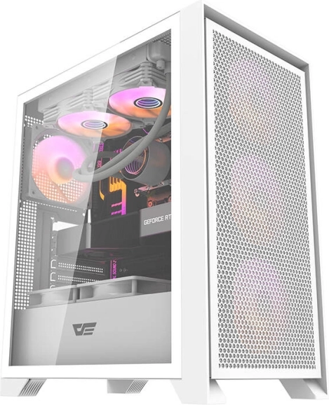 Računalniško ohišje Darkflash DRX70 Mesh, belo, kaljeno steklo, 4× RGB ventilator