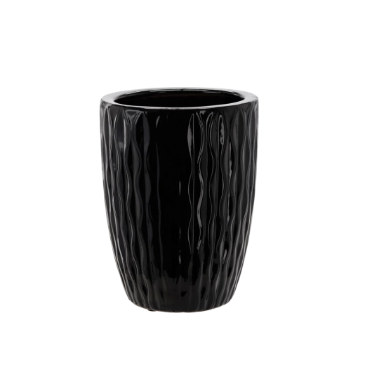 Keramični okrasni lonec za rože 24,5 × 24,5 × 33 cm, črni sijaj
