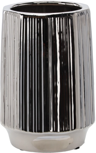 Keramični okrasni lonček srebrn, črtast 22 × 22 × 32,5 cm
