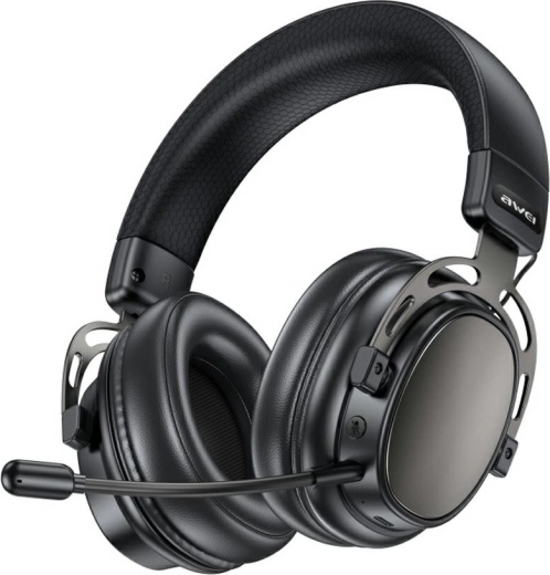 Brezžične naglavne slušalke AWEI AT36 Bluetooth 5.4 z mikrofonom, črne