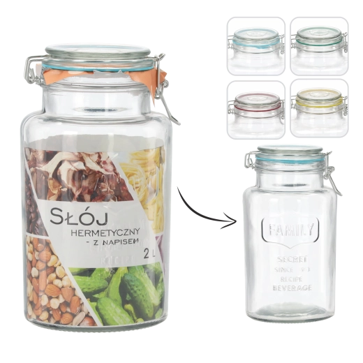 Steklena hermetična posoda 2 l z napisom FAMILY