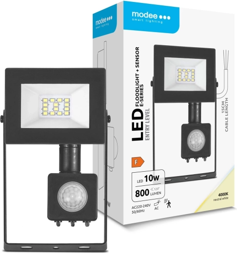 Modee LED reflektor E‑series s senzorjem 10 W, 120°, 800 lm, nevtralno bela
