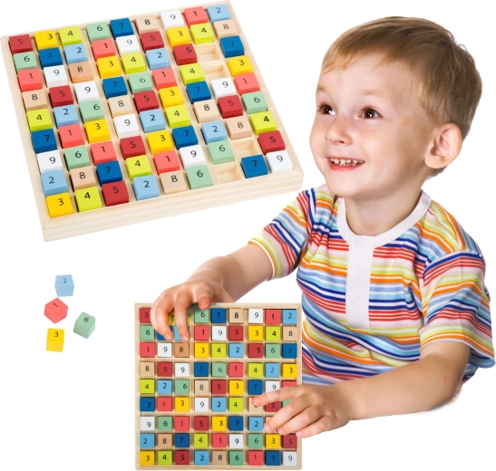 Leseni sudoku Small Foot z barvnimi kockami