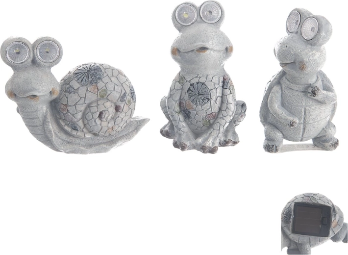 Sončna vrtna dekoracija – živalska figurica iz polystone (siva) 14 × 7 × 11,5 cm (3 različice)