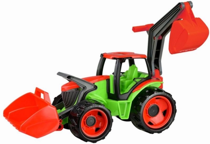 Lena traktor z žlico in bagrom – zeleno‑rdeč