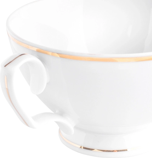 Elegantna zlata linija in čisto bel porcelan