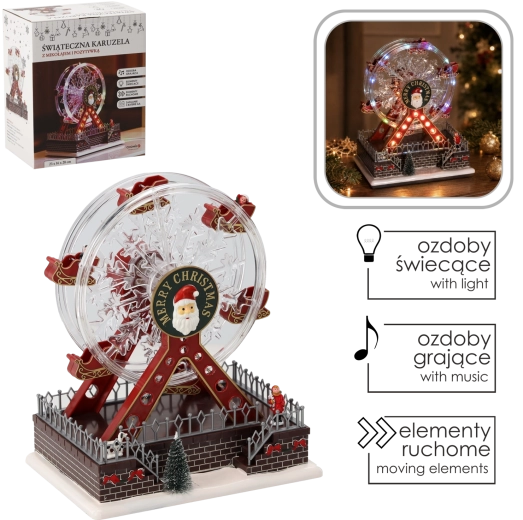 Christmas LED Carousel with Music Box 23 × 16 × 28 cm