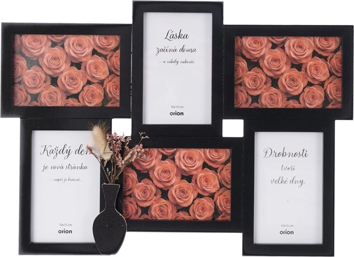 Wooden photo frame for 6 photos, 46 × 32 cm – Black