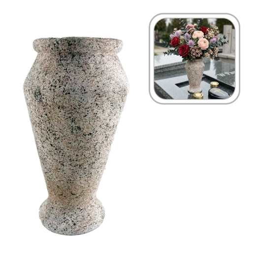 Cement cemetery vase in a granite-look finish 16 × 16 × 28 cm - 1 piece
